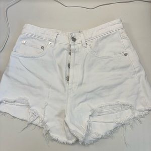 Zara high waisted white jean shorts